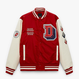 Custom Logo Front <b>Canvas</b> Stand Collar Chenille Patches Winter High Street Breathable Button up Varsity <b>Jacket</b> for Men - Product Image 2