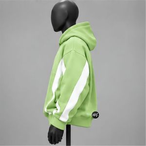 Sweat-shirt à capuche surdimensionné pour homme de haute qualité, vert et blanc, style color block, décontracté, pour l'automne, en tricot, manches classiques, en tissu French Terry - Product Image 3