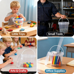 Contenedores de Plástico de Grado Alimenticio, Diseño Moderno, Tapas de Rosca, Asa, Reutilizables, para Almacenamiento de Snacks, Ensaladas, Salsas, Transparentes, Aptos para Congelador, Libres de BPA - Product Image 3