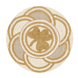 Fennco Styles Hand Beaded Leaves Placemat <b>Butterfly</b> Design Embroidered <b>Dining</b> Mat <b>Table</b> Charger for Wedding Home Party - Product Image 5