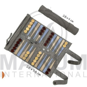 Backgammon enroulable en cuir de haute qualité, design personnalisé avec jetons noirs et blancs - Product Image 4