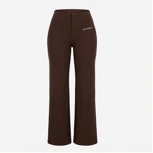 Pantalon de yoga évasé taille haute North Approach, longueur cheville, marron uni, extensible, pour femme, vêtement de sport - Product Image 1