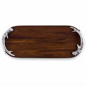 Wholesale Eco-Friendly Wood Tray with Handles Leaf Acorn Design <b>Twig</b> Metal Handle <b>Decorative</b> Food Serving Platter <b>for</b> Hotel - Product Image 4