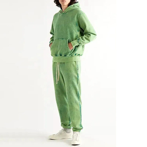 Hot Selling Custom Distress Patch Acid Wash Winter Eco-Friendly Hoodie Sweatpants Set 100% Cotton Flared Anti-pilling Breathable - Product Image 3
