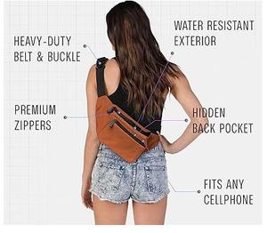 RABUSH SPORTS Riñonera Cruzada de Cuero Genuino 50-70L Impermeable Transpirable para Senderismo, Viajes y Deportes al Aire Libre - Product Image 4