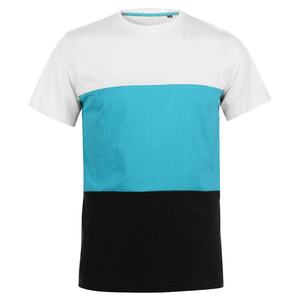 T-shirt pour homme, bleu marine et blanc, uni, décontracté, manches courtes, col rond, coupe classique, respirant, 100% coton, 220g, impression par sublimation, logo sur le devant - Product Image 2