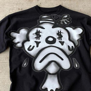 T-shirt surdimensionné imprimé avec un motif personnalisé pour hommes, broderie de logo 3D DTG, 100% coton, vêtements hip-hop, t-shirts pour hommes - Product Image 4