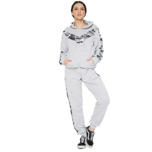Conjunto de ropa interior con capucha para mujer, chándal informal con estampado de Panel de leopardo lateral, 2 uds. - Product Image 1