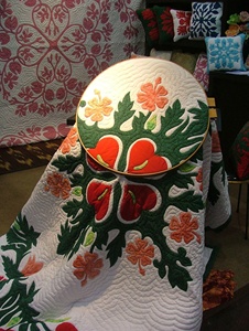 Tropical Anthurium Floral Hawaiian Applique Cotton Quilt Custom Hand-quilted Bedspread For <b>Queen</b> California King Bedroom Decor - Product Image 5