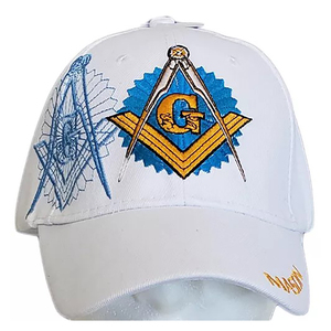 Casquette maçonnique brodée en flocage pour homme, détails faits main, accents de boutons perlés, profil structuré, sangle réglable - Product Image 1