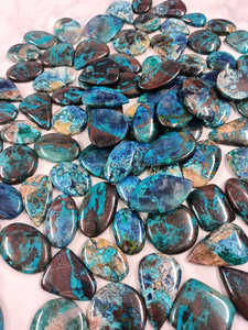 Chrysocolla พลอย Cabochons แท้,พลอยคริสตัล Cabochons สำหรับเครื่องประดับหลังแบนเกรดสูง - Product Image 4