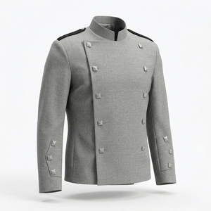 Montrose Grey Doublet Jacket Men Stand Collar Epaulet Silver Button Highland Kilt Formal <b>Dress</b> - Product Image 1