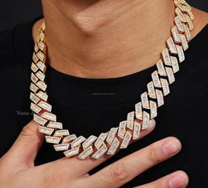 Luxe 18.5MM Baguette Coupe Moissanite Chaîne Collier 55 60 Carat Glacé Hip Hop Streetwear Mode 55 60 Carat Glacé Hip Hop - Product Image 1