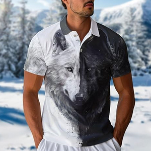 Camisetas Polo para Hombre con Gráfico de Lobo Mítico, Casuales, de Manga Corta, Ajustadas, Transpirables, Ligeras y Elásticas, para Golf, Elegantes - Product Image 3