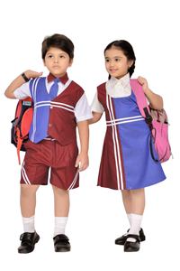 Venta al por mayor personalizado de manga corta Unisex uniforme escolar conjunto niños y niñas camisa pantalones cortos Pinafore vestido - Product Image 6