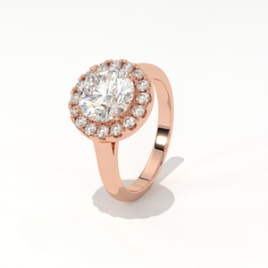 แหวนหมั้นเพชรทรงกลมเจียระไนแบบบริลเลียนท์ 14K ทองคำ ประดับด้วยเพชรแล็บโกรว์ รุ่น Aarinya Solstice of Golden Radiance Halo - Product Image 6