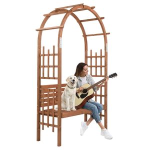 Panchina ad Arco in Legno da 2,07 m per 2 Persone, Gazebo/Pergola da Giardino con Traliccio per Piante Rampicanti, Decorazione per Esterni/Patio, Tettoia per Prato/Cortile - Product Image 3