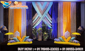 Trending Haldi Backdrop <b>Curtain</b> for Weddings Punjabi Wedding Ceremony Backdrop Colorful Drape Multicolor Backdrop Draping - Product Image 4