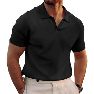 Camiseta Polo para Hombre, Cuello en V, Tejido Clásico, Deportiva, Manga Corta, Venta al Por Mayor, Ropa Casual de Calle, Nueva Colección de Verano - Product Image 1