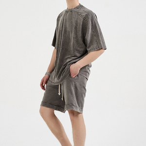 Men's Knee Length High Street Mid-Rise Eco-Friendly Breathable Terry Casual Shorts 100% Cotton Washed <b>Elastic</b> Waist Summer - Product Image 4