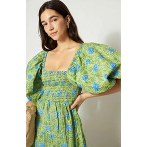 Vestido Largo con Hermosa Combinación de Colores, Abertura Lateral en la Cintura, Estilo Moderno, Estampado Azul Atrevido - Product Image 6