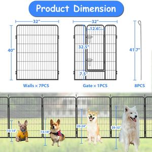 40\" Heavy Duty Outdoor Dog Playpen with 8 Panels and Doors Temporary Pet Fence for Play & Exercise - Product Image 2