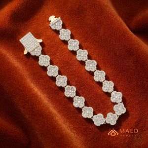 Bracelet en Moissanite Plaqué Or 18K, Bijou Tendance, Bracelet à Maillons Floraux pour Femmes et Hommes, Cadeau Élégant, Bijoux Fins, Styles New York - Product Image 4