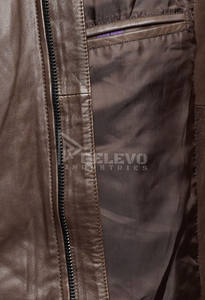 เสื้อแจ็คเก็ตหนังบุขนแกะสำหรับผู้ชาย ฤดูหนาว  แบบหนา  หนังแท้  บุใย  แบบนักขี่มอเตอร์ไซค์  ออกแบบได้ตามสั่ง - Product Image 4