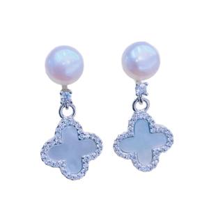 Boucles d'oreilles en perles d'eau douce de source Zhuji avec micro-incrustations de zircon Beimu, simples, polyvalentes, pendantes, pour femmes - Product Image 5