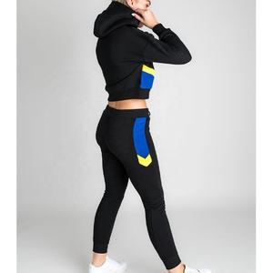 Ensemble de survêtement en molleton pour femme, sweat-shirt à capuche court personnalisé et pantalon de jogging droit, 2 pièces pour la saison hivernale - Product Image 3