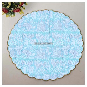 Serviette de table ronde moderne imprimée à la main 100% coton Design unique pour avion, hôtels et usage domestique EN072 - Product Image 1