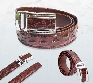 2025 cinturón de hombre de cuero de cocodrilo genuino de alta calidad estilo informal de lujo tamaño 3,5-4cm ancho 115-120cm longitud con hebilla de aleación - Product Image 4