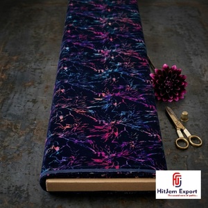 Luxury Multicolor Foil Printed Velvet Fabric Premium Fashion Dress Apparel Home Decor Textile OEM ODM Custom Fabric Manufacturer - Product Image 1