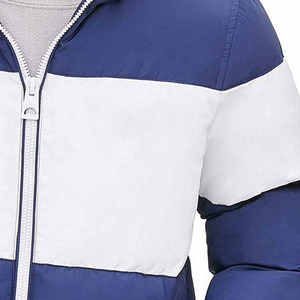 Men's Color Block <b>Quilted</b> Jacket With Detachable Hood Zipper Closure <b>Winter</b> Thick Casual Plus Size Outerwear Manufacturer ODM - Product Image 4