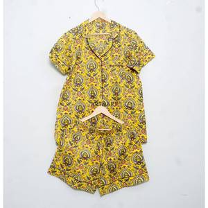 Conjunto de Pijama Corto para Mujer, 100% Algodón Indio, Primavera/Verano, Transpirable, Ligero, de Lujo, con Logotipo Frontal, Secado Rápido, Color Personalizado - Product Image 6