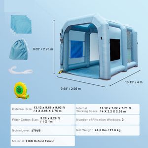 13x10x9ft <b>Inflatable</b> Spray Paint Booth with LED Lighting 950W High Powerful Blowers Air Filter Spray Booth Tent for <b>Car</b> Painting - Product Image 4