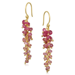 Shaded Beaded Long Cluster Dangle <b>Earrings</b>, Gradient Color Statement <b>Earrings</b>, Fashion Jewelry Wholesale - Product Image 2