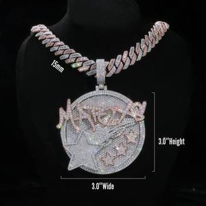 Pendentif Lettre Personnalisé VVS Moissanite Testée au Diamant, Bijou Hip-Hop pour Homme en Argent 925 Plaqué Rhodium, Style Iced - Product Image 1