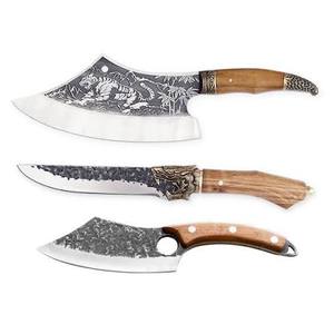 Cuchillo Vikingo Seax Hecho a Mano con Grabado de Tigre, Cuchillo de Caza y Supervivencia, Hoja de Acero con Alto Contenido de Carbono, Borde Recto, Mango de Madera, ODM - Product Image 2