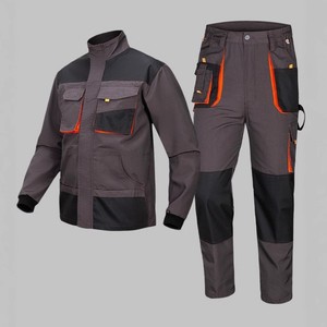 Ensemble veste et pantalon de travail unisexe en microfibre imperméable, résistant à l'abrasion, gris avec bordure verte, Bilal Enterprises - Product Image 2