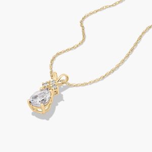 Collar de Lujo para Mujer con Diamante Cultivado en Laboratorio, Corte Pera, Certificado IGI, Oro Blanco de 14K, Topacio, Triple Piedra de Nacimiento, Chapado en Rodio, Joyería Fina - Product Image 5