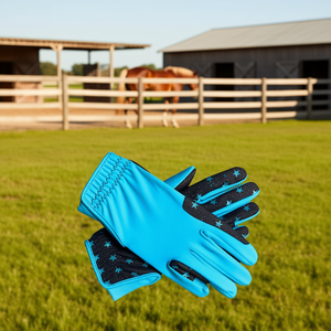 Custom Logo Color <b>Equestrian</b> Horse Riding Gloves Track Racing Gloves Polyester Spandex Synthetic Leather Palm Silicone Pull-On - Product Image 3