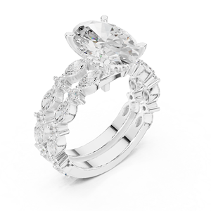 Anillo de Compromiso Ovalado Bloom con Diamantes para Mujer, Oro 10k/14k/18k/Plata de Ley, Doble Banda, Joyería Fina con Diamantes Cultivados en Laboratorio - Product Image 4