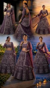 LAHENGA CHOLI DUPATTA BUTTER <b>FLY</b> <b>NET</b> EMBROIDERY SEQUNCE WORK WITK CANCAN & CANVAS PATTA - Product Image 2