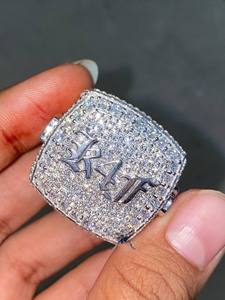 Hip Hop Moissanite <b>Ring</b> <b>Iced</b> Out Round Brilliant Cut 925 Sterling Silver Prong Set Championship Jewelry - Product Image 4
