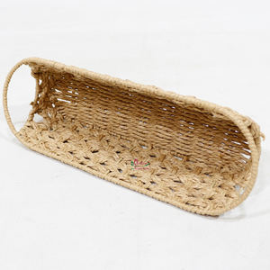 Paniers en corde de papier de forme ovale tissée naturelle avec poignées pour la décoration intérieure et l'affichage de comptoir - Product Image 2