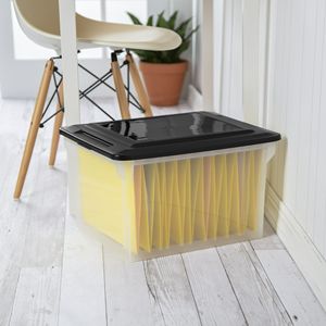 Clear Plastic Storage Bins with Black Lids Letter/Legal <b>File</b> <b>Boxes</b> 4-Pack - Product Image 2