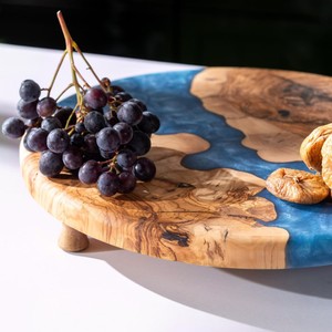 Highest Quality Round Wooden Lazy Susan Handmade Natural Wood Grain Design Classic Style Wood & Resin Durable for Business Gifts - Product Image 5