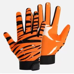 Guantes de Fútbol Americano Personalizados al por Mayor, Nuevos, con Agarre Antideslizante, Dedos Completos, Correa de Muñeca Ajustable - Product Image 1
