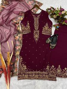 Vestido de Mujer de Alta Calidad, Estilo Pakistaní, para las 4 Estaciones, con Lentejuelas de Imitación de Georgette, Bordado Étnico, Diseño Moderno y Elegante - Product Image 5